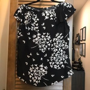 Black Floral Short Sleeve Blouse